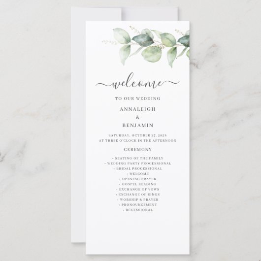 Minimalistisch programma Eucalyptus Greenery Weddi (Voorkant)