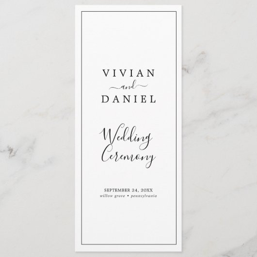 Minimalistisch programma voor korte serviceweddens programmakaart (Voorkant)