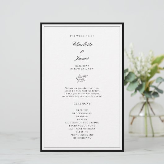 Minimalistisch programma voor Leaf Wedding Ceremon (Staand voorkant)