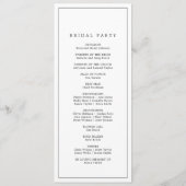 Minimalistisch programma voor Typografie Wedding Programmakaart (Achterkant)