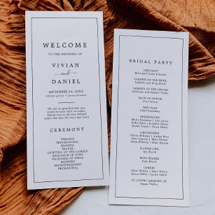 Minimalistisch programma voor Typografie Wedding Programmakaart