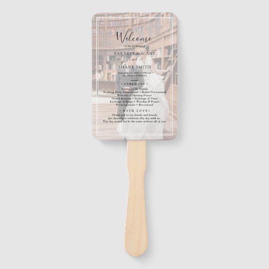 Minimalistisch programma voor zwart-witfotoweddens handwaaier (Voorkant)