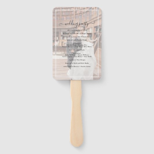 Minimalistisch programma voor zwart-witfotoweddens handwaaier (Achterkant)