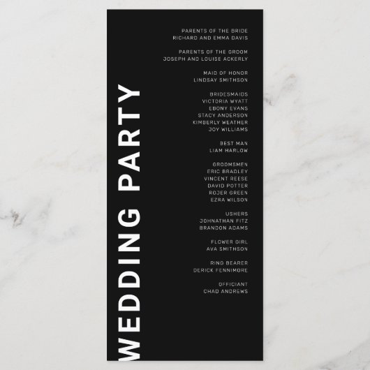 Minimalistisch programma voor zwarte weddenschappe programmakaart (Achterkant)