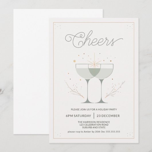 Minimalistisch Proost Kerstfeest Kaart (Voorkant / Achterkant)