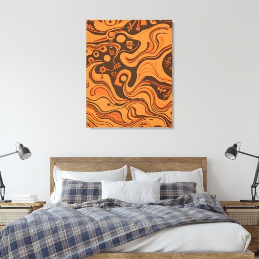 minimalistisch psychedelisch patroon canvas afdruk (Insitu (Slaapkamer))