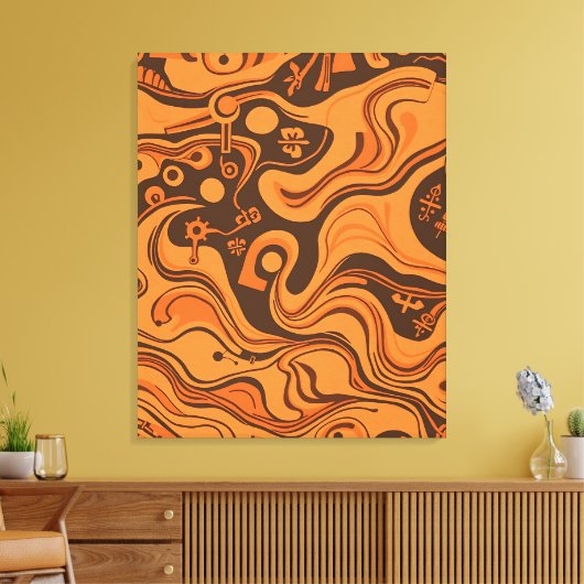 minimalistisch psychedelisch patroon canvas afdruk (Insitu (Woonkamer))