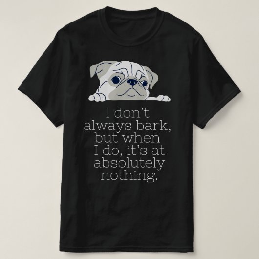Minimalistisch Pug Zwart T-shirt: Bark T-shirt (Design voorkant)