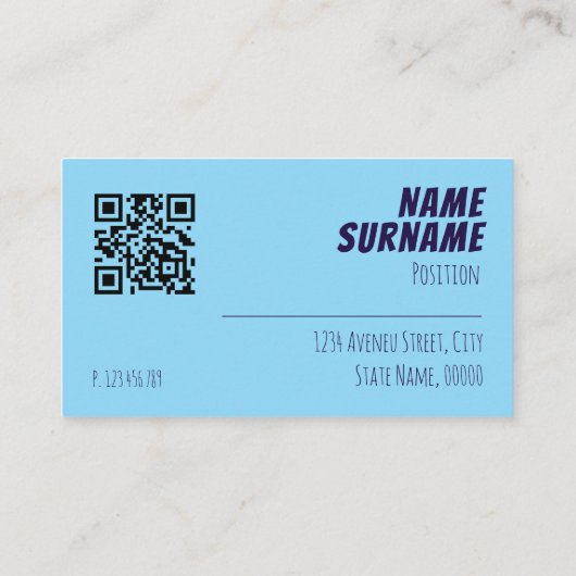 Minimalistisch QR blauw paarse blauw Visitekaartje (Achterkant)