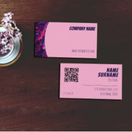 Minimalistisch QR blauw paarse roze Visitekaartje