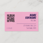 Minimalistisch QR blauw paarse roze Visitekaartje (Achterkant)