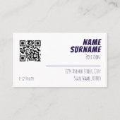 Minimalistisch QR blauw paarse witte Visitekaartje (Achterkant)