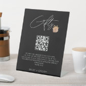 Minimalistisch QR-cadeauregister huwelijksfonds Reclamebord Met Voetstuk (Insitu)