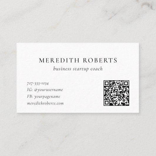 Minimalistisch QR Code Custom Monogram Visitekaartje (Achterkant)