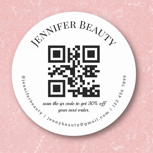 minimalistisch qr code kleinbedrijf schoonheidssal ronde sticker