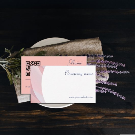 Minimalistisch QR code licht perzik Visitekaartje