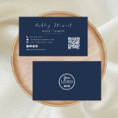 Minimalistisch Qr Code Professional Logo Blue Visitekaartje