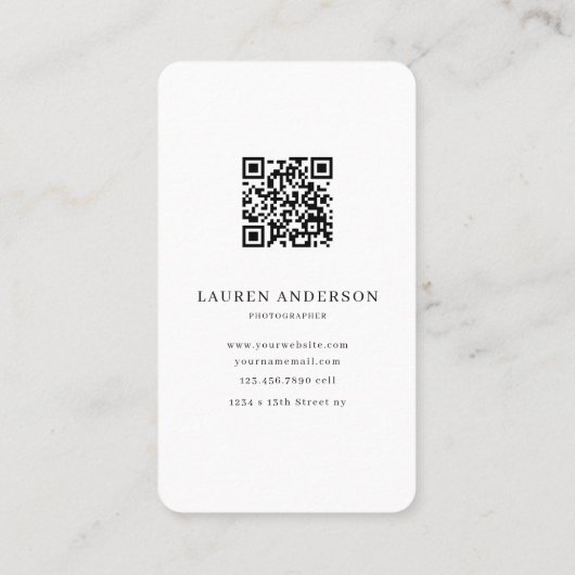 Minimalistisch QR-code Visitekaartje met foto (Achterkant)