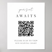 Minimalistisch QR Code Wedding Seining Chart Poster (Voorkant)