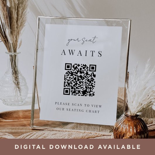 Minimalistisch QR Code Wedding Seining Chart Poster