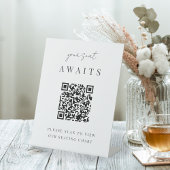 Minimalistisch QR Code Wedding Seining Chart Reclamebord Met Voetstuk