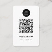 Minimalistisch-QR code zuiver eenvoudig zwart-wit Visitekaartje (Voorkant)
