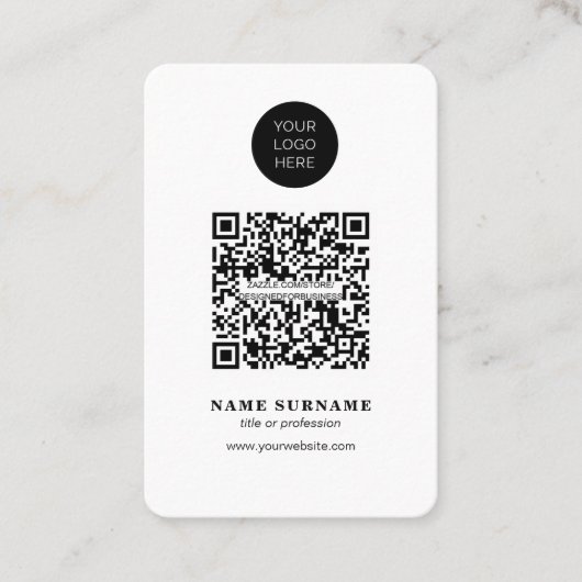 Minimalistisch-QR code zuiver eenvoudig zwart-wit Visitekaartje (Voorkant)
