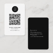 Minimalistisch-QR code zuiver eenvoudig zwart-wit Visitekaartje (Voorkant / Achterkant)
