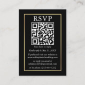 Minimalistisch QR-fotohuwelijk Gold Black RSVP Informatiekaartje (Voorkant)