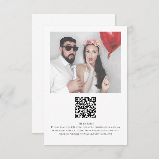Minimalistisch QR-fotohuwelijk Informatiekaartje (Voorkant / Achterkant)