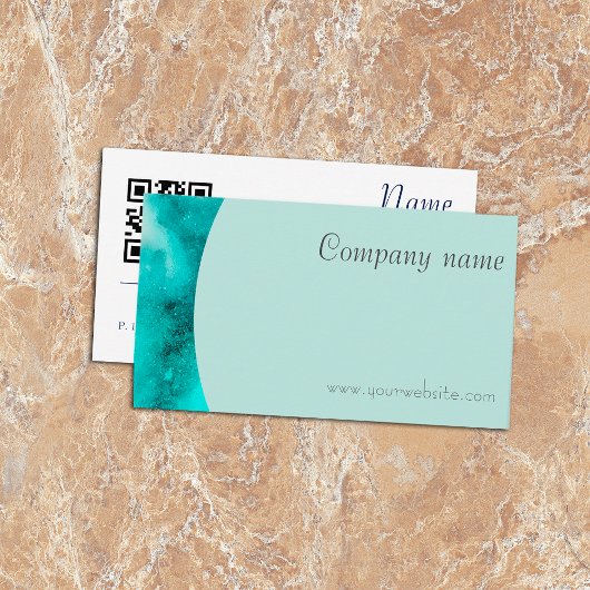 Minimalistisch QR turquoise groen wit Visitekaartj Visitekaartje