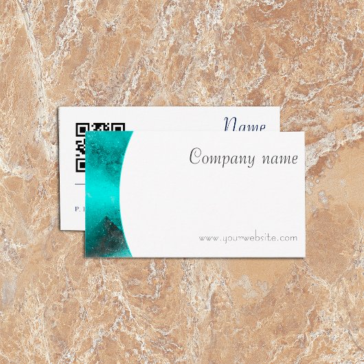Minimalistisch QR turquoise wit Visitekaartje