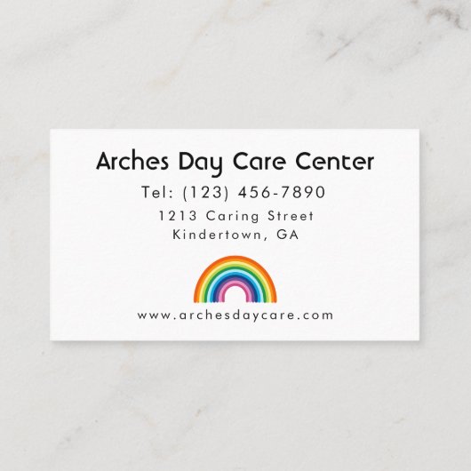 Minimalistisch Rainbow Kinderdagverblijf Babysitte Visitekaartje (Achterkant)