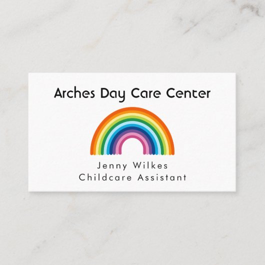 Minimalistisch Rainbow Kinderdagverblijf Babysitte Visitekaartje (Voorkant)