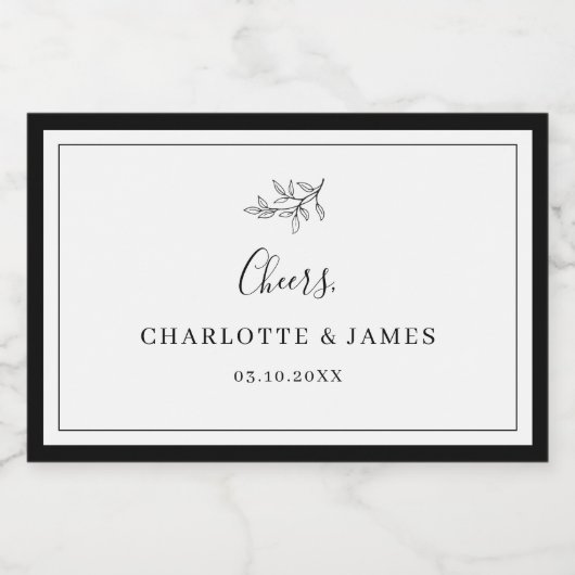 Minimalistisch randblad Bladmousserend wijnetiket Sparkling Wijnetiket (Enkel label)