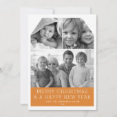 Minimalistisch raster 3 Foto Label Holiday Card Feestdagenkaart (Voorkant)