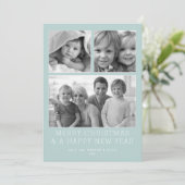 Minimalistisch raster 3-fotovakantiekaart feestdagenkaart (Staand voorkant)