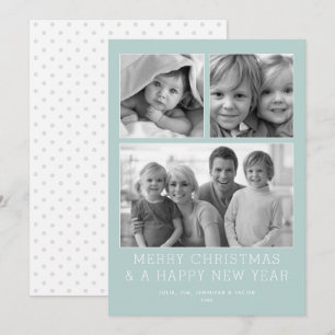 Minimalistisch raster 3-fotovakantiekaart feestdagenkaart