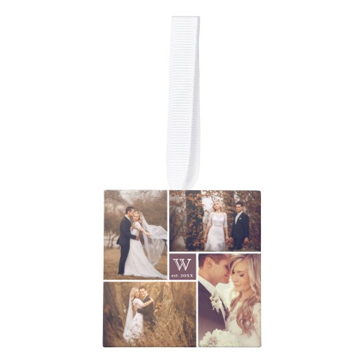 Minimalistisch rasterlijnvakantie bruiloft 4 foto decoratie (Voorkant)