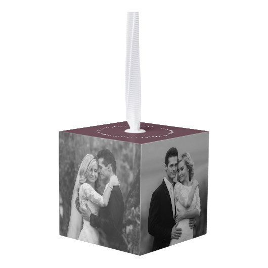 Minimalistisch rasterlijnvakantie bruiloft 4 foto decoratie (Achter hoekig)