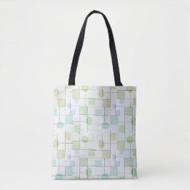 Minimalistisch rasterpatroon met zachte pastelvorm tote bag