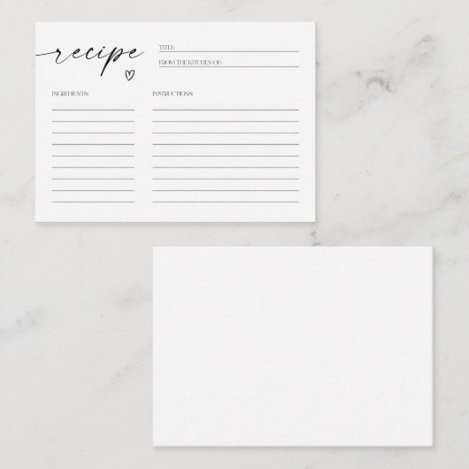 Minimalistisch Recept Kaart Vrijgezellenfeest invo (Voorkant / Achterkant)