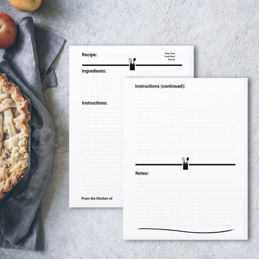 Minimalistisch recept kookboek pagina