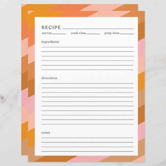 Minimalistisch recept pagina Letter-formaat kleurr (Voorkant / Achterkant)