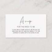Minimalistisch recept voor de aanstaande bruid informatiekaartje (Voorkant)