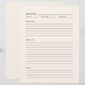 Minimalistisch Recipe Page Letter Size Modern Crea (Voorkant / Achterkant)