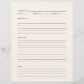 Minimalistisch Recipe Page Letter Size Modern Crea (Voorkant)