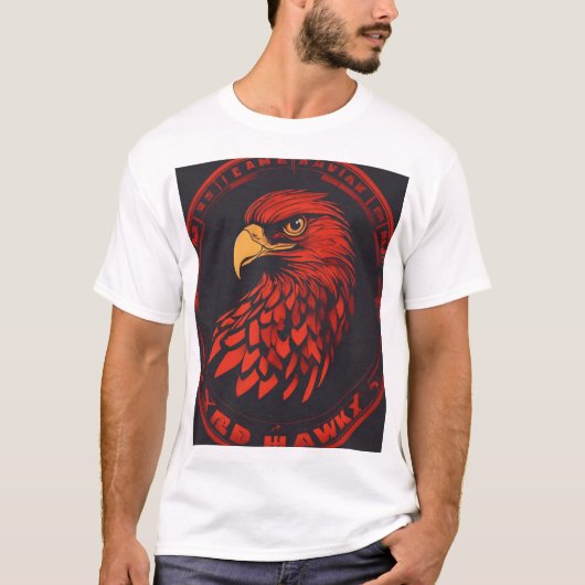 Minimalistisch Red Hawk Logo-ontwerp T-shirt (Voorkant)