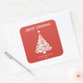 Minimalistisch Red Merry kerstboom vakantie cadeau Vierkante Sticker (Envelop)