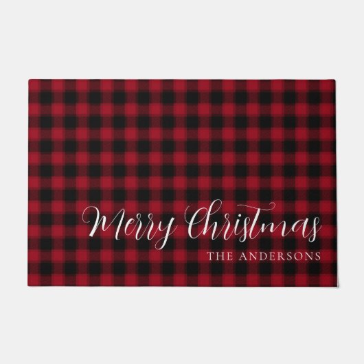 Minimalistisch Red Pset Pattern Merry Kerstmis Deurmat (Voorkant)